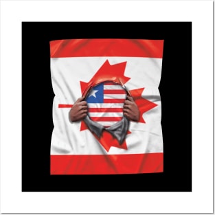 Liberia Flag Canadian Flag Ripped - Gift for Liberian From Liberia Posters and Art